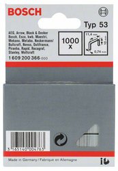 Zszywki z cienkiego drutu, typ 53, 11,4 x 0,74 x 10 mm, 1000 szt. Bosch Accessories 1609200366, N/A, Wymiary (D x S) 10 mm x 11.4 mm, 1000 szt.