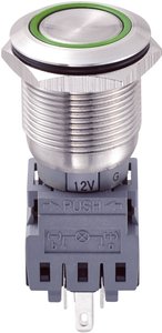 Przełącznik wciskany, wandaloodporny zatrzask TRU COMPONENTS LAS1-BGQ-11ZE/G/12V, 1 x wył/wł, IP67, 1 szt.