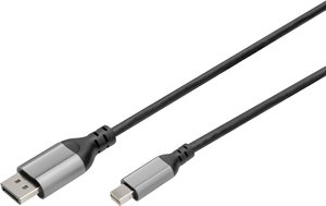 kabel DisplayPort, Mini DisplayPort Digitus DB-340106-020-S DB-340106-020-S, DisplayPort 1.4, ekranowanie, HDMI High Speed, aluminiowa wtyczka, 2 m