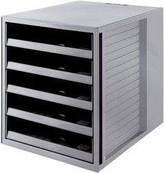 HAN Pudełko szufladowe 14018-18 Karma, szare, 5 otwartych szuflad, pudełko i organizer do przechowywania akt, wykonane w 80-100% z materiałów pochodzących z recyklingu Szafka z szufladami HAN 14018-18 szary DIN A4 Ilość szuflad: 5