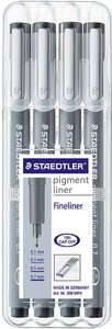 Podkład pigmentowy Staedtler czarny zestaw 4 Cienkopis Staedtler 308 WP4 308 WP4