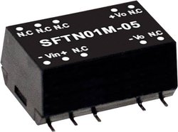 Moduł przetwornicy SMD DC/DC MeanWell serii SFTN01 SMD Case Single Output: Moc 1:1 kW Moduł przetwornicy DC/DC Mean Well SFTN01N-05 SFTN01N-05, 1 W, 200 mA, 1 szt.