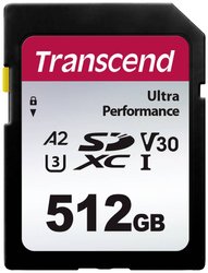 Karta pamięci SDXC Transcend TS512GSDC340S, 512 GB, A1 Application Performance Class, A2 Application Performance Class, v30 Video Speed Class, UHS-Class 3, 160 MB/s / 90 MB/s
