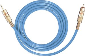 Kabel audio, Cinch / Jack Oehlbach 9058, [1x złącze męskie RCA/cinch - 1x złącze męskie jack 3,5 mm], 5.00 m, niebieski