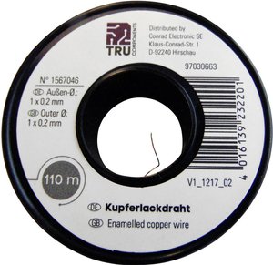 Drut miedziany, emaliowany TRU COMPONENTS 2UEWF 1570224, 0.05 mm, 1500 m