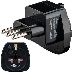 Przejściówka, adapter podróżny, wtyczka Włochy, kolor czarny