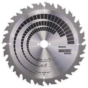 Tarcza tnąca z węglików spiekanych Bosch Accessories Construct Wood 315 x 30 x 3.2 mm 1 szt.