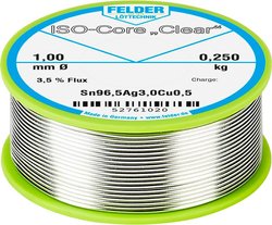 Cyna lutownicza Felder Löttechnik ISO-Core ''Clear'' SAC305 szpula Sn96,5Ag3Cu0,5  0.250 kg 1 mm