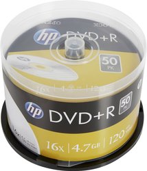 DVD + R 4,7 GB / 120 min / 16x Cakebox (50 płyt), srebrna powierzchnia DVD+R HP DRE00026 50 szt.