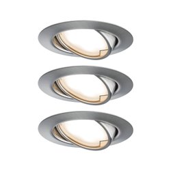 Oprawa wpuszczana LED Base Coin zestaw podstawowy obrotowa okrągła 90mm 20° Coin 3x5W 3x350lm 230V 3000K szczotkowane żelazko Lampa do zabudowy Paulmann Base 93421 Zestaw 3-elementowy 15 W 370 lm