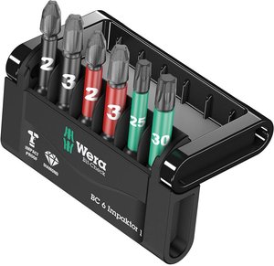 Bity Wera Mini-Check Impaktor 4 05057695001, krzyżakowy Phillips, krzyżakowy Pozidriv, TORX wewnętrzny, stal narzędziowa, 6 szt.