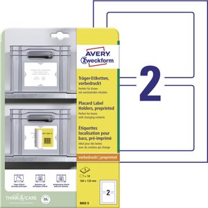 Avery-Zweckform 8002-5 Etykiety nośników 160 x 120 mm Polypropylen biały, jasnoszary 10 szt. Trwały