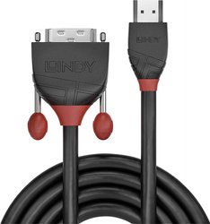 Przejściówka HDMI, DVI LINDY LINDY 1m HDMI/DVI-D Kabel Black Line 36271, 1.00 m