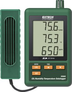 Rejestrator danych pomiarowych Extech SD800, mierzone wielkości: temperatura, CO2, wilgotność