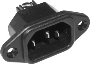 złącze męskie do wbudowania pionowego C14 2 + PE  10 A czarny K & B 42R014122 1 szt.