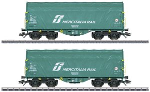 Wagon bagażowy Märklin 47228 H0 zestaw 2 przesuwnych wagonów plandekowych Shimmns firmy Mercitalia Rail Srl