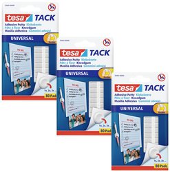 tesa® TACK masa samoprzylepna w opakowaniu 3 szt. — samoprzylepne, elastyczne płatki samoprzylepne do mocowania lekkich przedmiotów do twardych powierzchni — białe, 3 x 80 sztuk tesa TACK Klej 59405-00500-01 biały 240 szt.