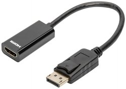 Kabel adaptera DisplayPort, DP - HDMI typ A M/F, 0,15m, zestaw 10 sztuk, Full HD, CE, blk Przejściówka, adapter Digitus AK-990903-002-S AK-990903-002-S, 0.15 m