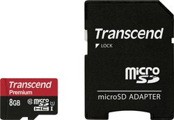 Karta microSDHC Transcend 8 GB Premium Class 10 UHS-1 wraz z adapterem SD Karta pamięci microSDHC Transcend Premium, 8 GB, Class 10, UHS-I