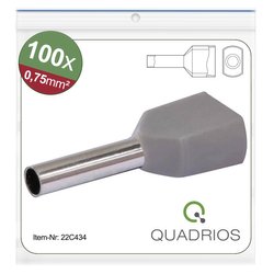 Podwójna końcówka Quadrios 22C434 22C434, z częściową izolacją , 0.75 mm², 1 zest.