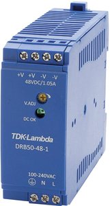 Zasilacz na szynę DIN TDK-Lambda DRB50-48-1, 48 V/DC, 1.05 A, 50.4 W