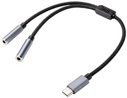 adapter USB, Jack Renkforce RF-4613086 RF-4613086, [1x złącze męskie USB-C 2.0 - 2x złącze żeńskie pozłacane 3,5 mm]