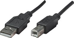 Kabel USB Manhattan Hi-Speed USB 2.0 Anschlusskabel A-Stecker auf B-Stecker 0,5m schwarz , USB 2.0, Złącze męskie USB-A, Złącze męskie USB-B, 0.50 m