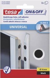 Rzep okrągły do przyklejenia element z pętelkami i haczykami (Ø) 16 mm czarny TESA On & Off 55226-00-01 8 par(a)