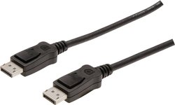 Kabel przyłączeniowy DisplayPort, złącze męskie/złącze męskie, 15 m długości, z blokadą, Full HD 1080p, czarny Kabel DisplayPort Digitus AK-340100-150-S, okrągły, potrójne ekranowanie, 15.00 m