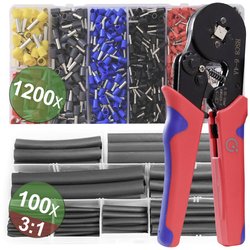 Szczypce do zaciskania z 1200 tulejkami i 100 rurkami termokurczliwymi Zestaw - zaciskarka Quadrios 22T009 22T009, 0.25 do 10 mm²