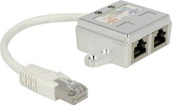 Przejściówka, adapter LAN RJ45 Delock  [1x złącze męskie RJ45 - 2x złącze żeńskie RJ45]