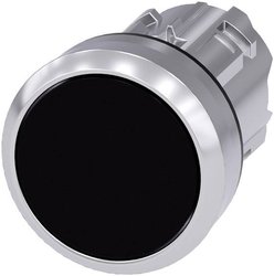 Przycisk Siemens 3SU1050-0AB10-0AA0 pierścień przedni metalowy, błyszczący, siłownik płaski czarny   1 szt.