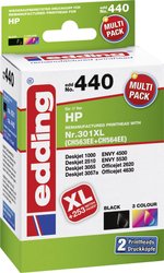 Edding Tusz Zamiennik HP 301XL, CH563EE, CH564EE Czarny, Cyjan, Magenta, Żółty atrament Edding EDD-440 EDD-440, 1 zest.