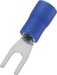 TRU COMPONENTS 737932 Złącze widełkowe 1.50 mm² 2.50 mm² Ø otworu=4.3 mm Izolowane częściowo niebieski 100 szt.