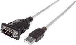 Kabel USB 1.1, szeregowy Manhattan 205153, [1x złącze męskie USB-A 1.1 - 1x złącze męskie D-SUB 9-pin], 0.45 m