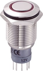 Przełącznik wciskany, wandaloodporny zatrzask TRU COMPONENTS LAS2GQF-11ZE/R/12V/N/P, 1 x wł/wł, IP67, 1 szt.