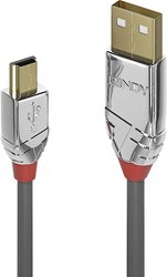 Kabel USB LINDY LINDY 5m USB 2.0 A/Mini-B Kabel Cromo, USB 2.0, Złącze męskie USB-A, Złącze męskie USB Mini-B, 5.00 m