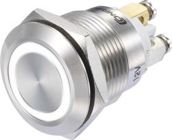 Przełącznik wciskany TRU COMPONENTS GQ19F-10E/W/12V/S 1273006, 19 mm, 48 V/DC, 3 A, 1 szt.