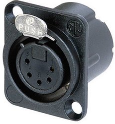 Gniazdo XLR z kołnierzem Neutrik NC5FD-LX-B, 5-pin, 7,5 A, czarne