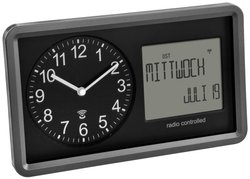 TFA Dostmann 60.3552.01 Sterowany radiowo Zegar radiowy 254 mm x 44 mm x 152 mm czarny
