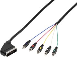 SpeaKa Professional Cinch komponentowy / SCART TV, Odbiornik Kabel [5x złącze męskie RCA/cinch - 1x złącze męskie SCART] 2.50 m czarny