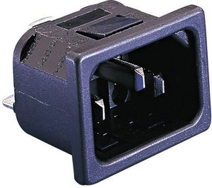 Złącze męskie IEC Bulgin C14 złącze męskie do wbudowania pionowego Łączna ilość styków: 2 + PE 10 A czarny PX0575/15/63 1 szt.