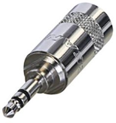 3-biegunowa wtyczka jack 3,5 mm z zaciskanym odciążeniem, obudowa niklowa, styki posrebrzane, z dużym wyjściem na kabel Złącze męskie jack 3,5 mm Rean AV NYS231LL NYS231LL, złącze męskie, 1 szt.