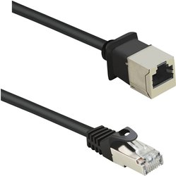 Renkforce RF-4394127 RJ45 Kabel sieciowy, kabel krosowy CAT 5e F/UTP 5.00 m czarny Przedłużacz z zaczepami blokującymi, pozłacane styki 1 szt.