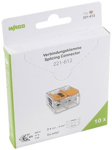 Złącze zaciskowe WAGO 221 221-612, PIN: 2, 450 V, 41 A, 10 szt.