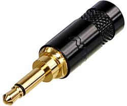 2-biegunowa wtyczka jack 3,5 mm z zaciskanym odciążeniem, czarna chromowana obudowa, pozłacane styki Złącze męskie jack 3,5 mm Rean AV NYS226BG NYS226BG, złącze męskie, 1 szt.