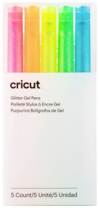 Długopisy żelowe Cricut Glitter 0.8mm Neonowe kolory (5 szt.) Cricut Glitzer Gel 0,8mm, 5er Zestaw długopisów  neonowy