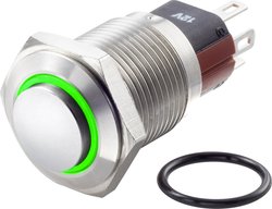 Przełącznik wciskany, wandaloodporny TRU COMPONENTS TC-GQ16-KH-11E/J/G/12V/S TC-7495036, 16 mm, 48 V/DC, 2 A, 1 szt.