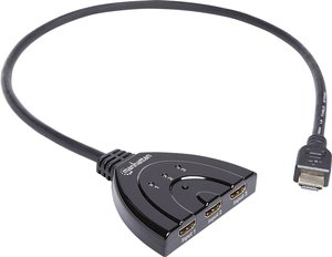 3-portowy przełącznik Manhattan 1080p HDMI Zasilany przez zintegrowany kabel USB czarny Przełącznik HDMI Manhattan 207843 1 szt.