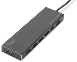 Hub USB 3.2 Gen 1 (USB 3.0) Digitus DA-70241-1 7 Portów aluminiowa obudowa czarny